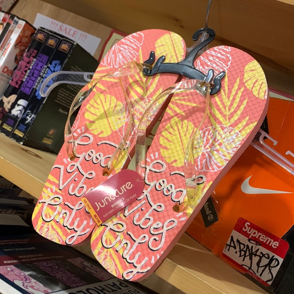 JUNCTURE-women’s ‘GOOD VIBES ONLY’ flip flop sandal shoes